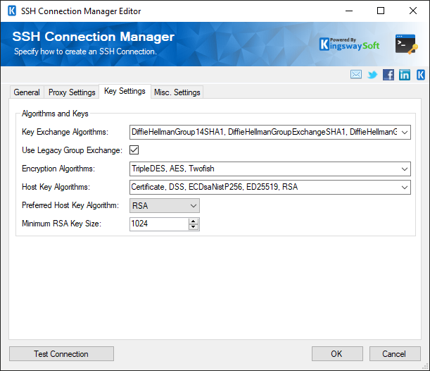 SSH Connection Manager - Key Settings